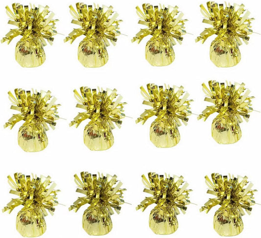 Balloon weights, 12 pieces, aluminum foil, suitable for birthday parties, gatherings, weddings, dinners and other occasions, weight 0.36bl (Light Gold)