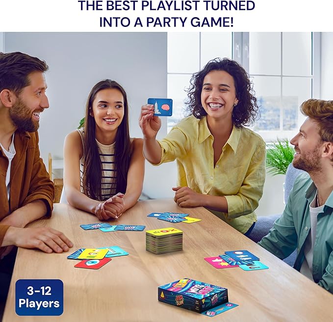Gouda Games Jam Slam Music Card Game - Fast-Paced Song Guessing Party Game for Family Game Night, Fun for Adults, Teens & Kids, Gift for Music & Board Game Lovers, 3-12 Players