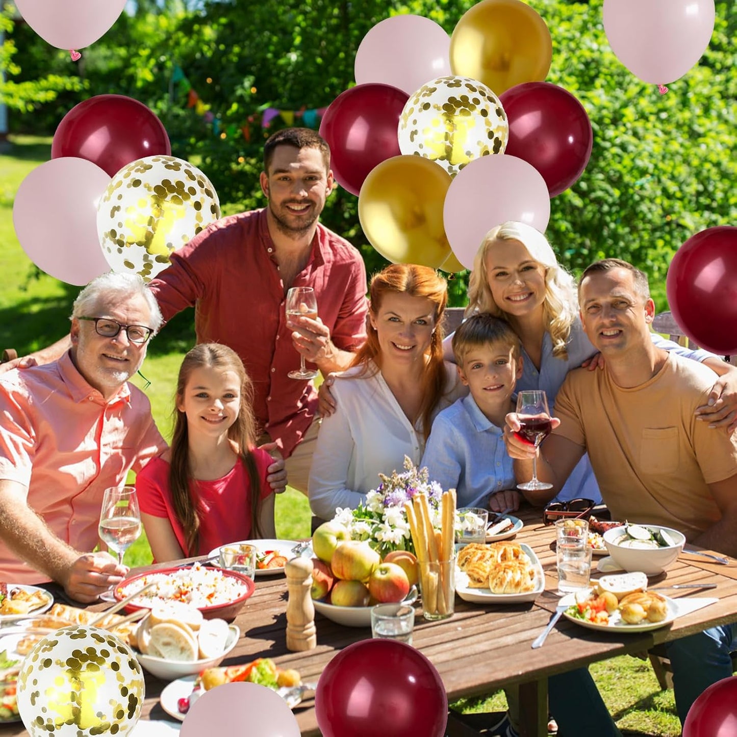 Pink Burgundy Gold Balloons Confetti Metallic Chrome Gold Balloon 60pcs 12inch Wine Red Gold Light Pink Latex Helium Balloon for Wedding Bridal Anniversary Maroon Party Decorations