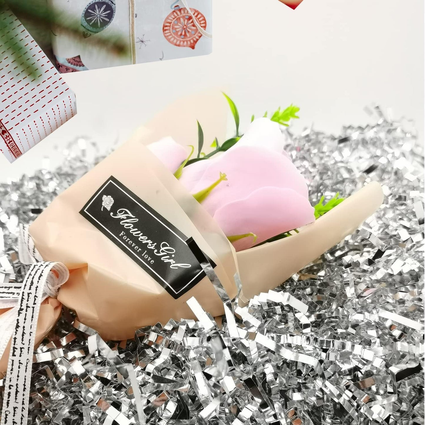 Uptotop 1/2LB Crinkle Cut Paper Shred Filler for Gift Wrapping Basket Filling, Birthday, Christmas, Thanksgiving, Wedding, Mother's Day, Glitter Silver (8 oz)