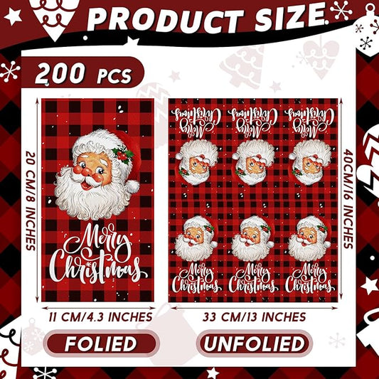 Karenhi 200 Pcs Christmas Paper Napkins 2 Ply Santa Claus Disposable Hand Towels for Bathroom Buffalo Plaid Guest Napkin Snow Decorative Paper Guest Towels for Bathroom for Party Holiday Wedding
