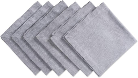 Gray Chambray Cloth Napkins Set of 6 – 20x20" Cotton Dinner Napkins for Parties & Everyday Dining