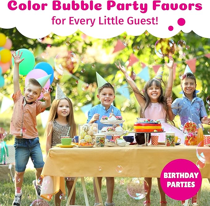 PoppinColorz Pink Pizzaz Little Bubbles Party Favors – 8-Pack for Kids with Wands, Non-Toxic Party Favor for Birthday, Gender Reveal & Outdoor Fun – Bubbles Made in USA