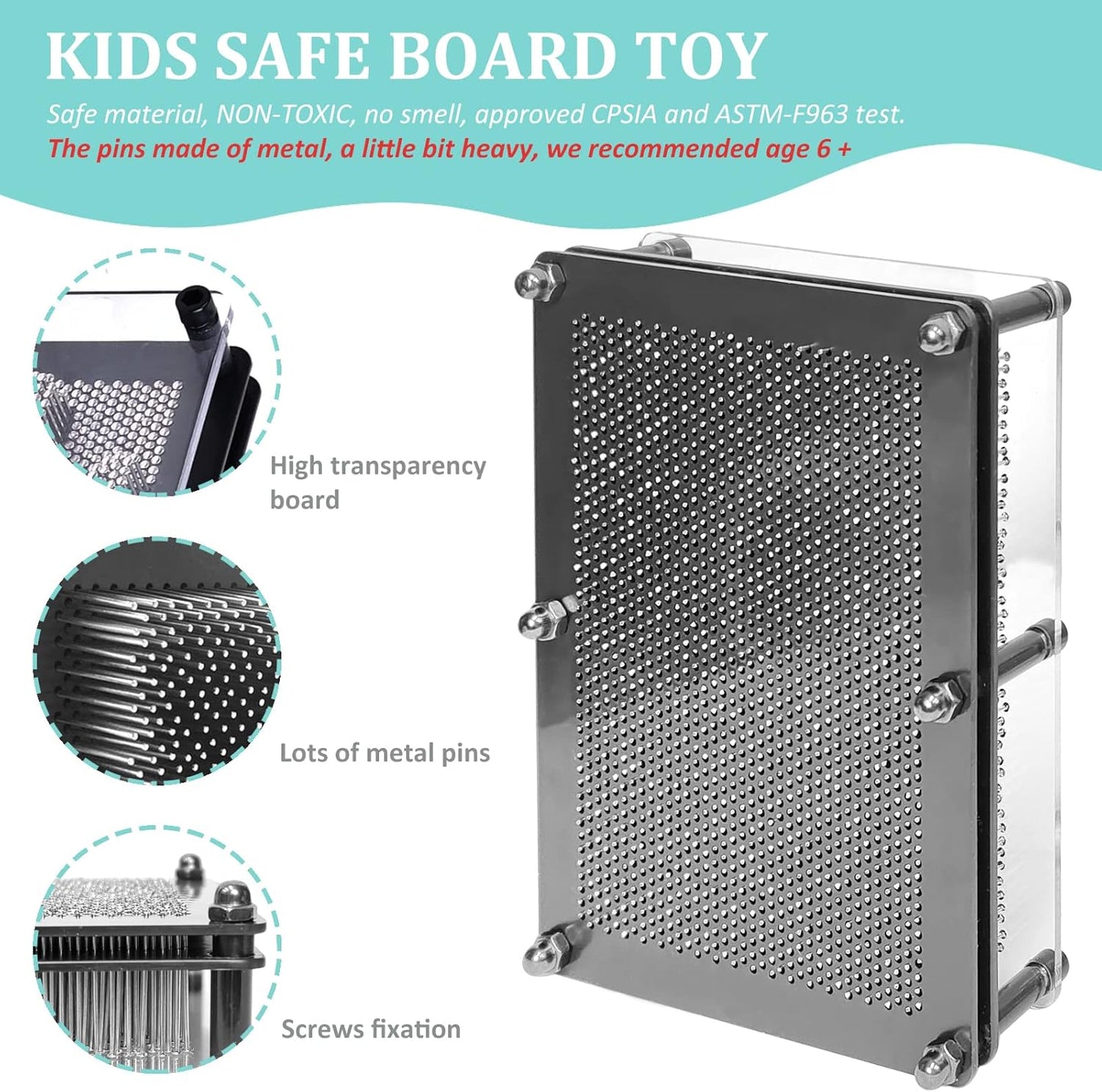 MICKYU Metal 3D Pin Art Sensory Toys Board Games for Kids 8-12