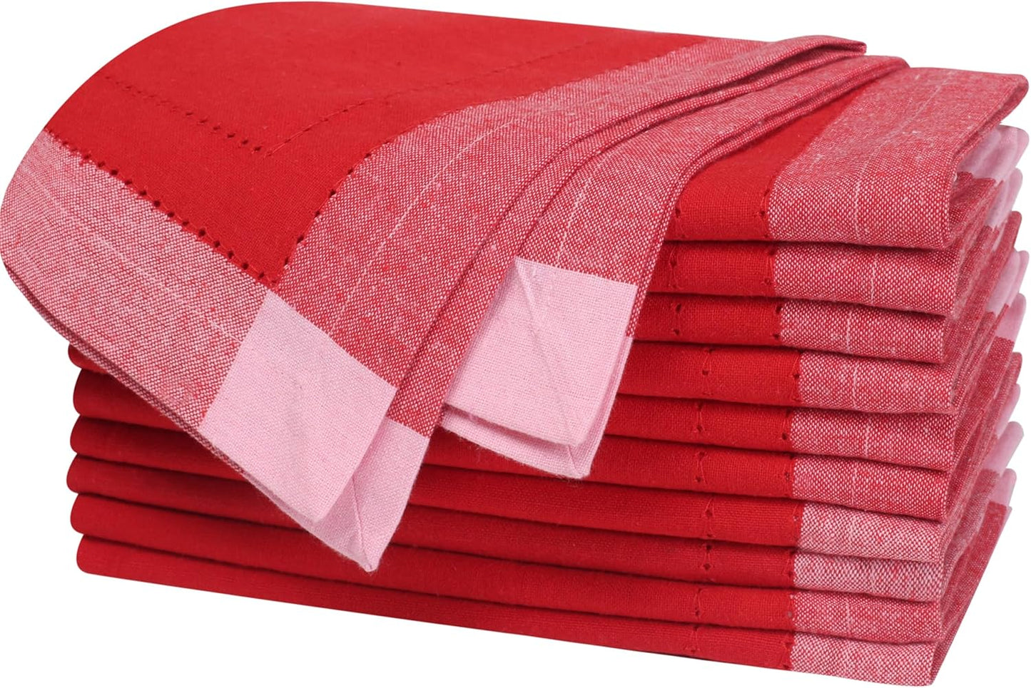 Homidate Christmas Cloth Napkins Set of 12 – 20x20 Red Cotton with Double Hemstitch – Soft, Durable & Washable Table Napkins for Farmhouse Décor, Thanksgiving, Holiday Parties & Everyday Use