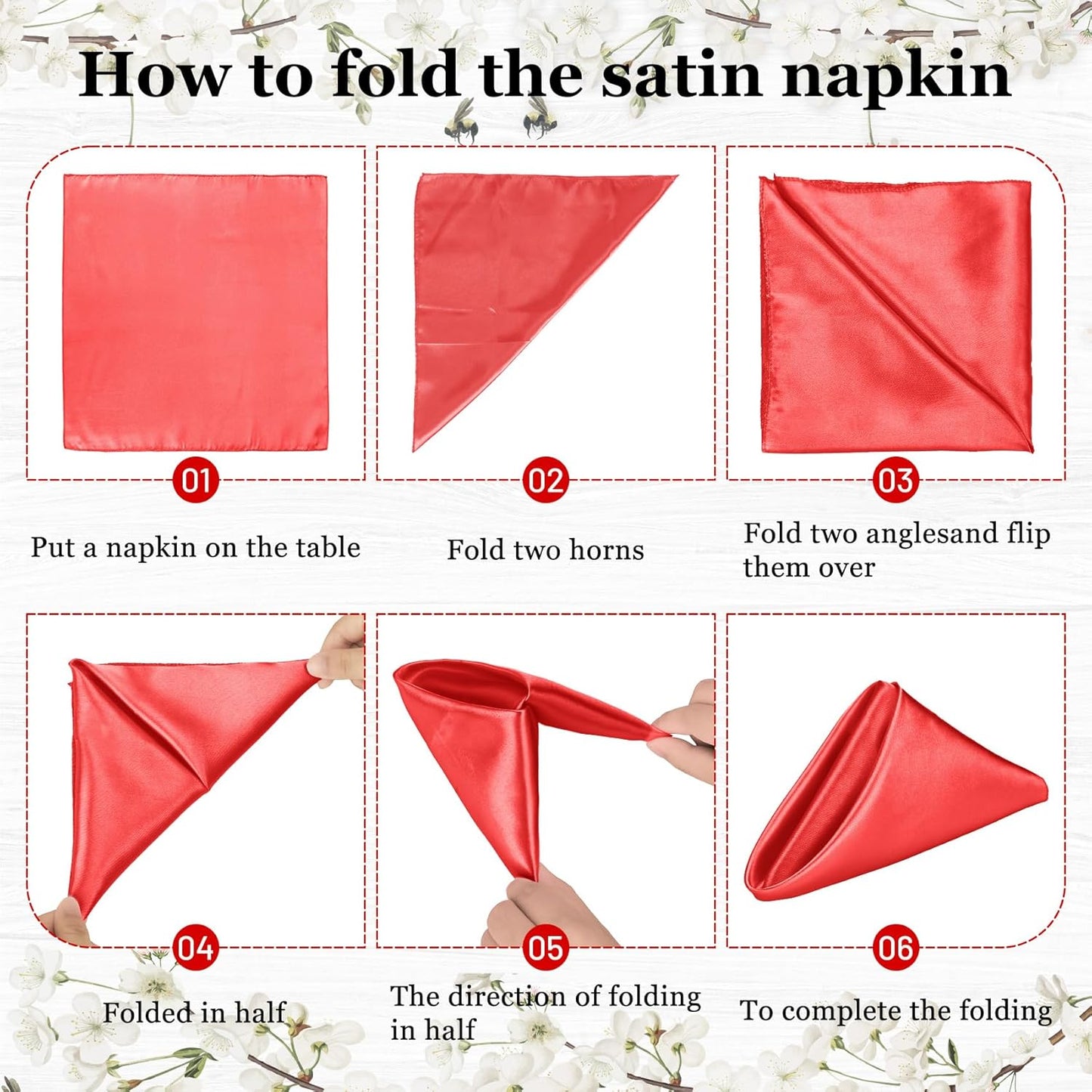 Bailarina 120 Pack Red Satin Napkins,17x17 Inches Wedding Napkins Square Soft Silky Table Napkins Bulk Decorative Elegant Cloth Napkin for Party Decoration, Banquet,Wedding,Graduation