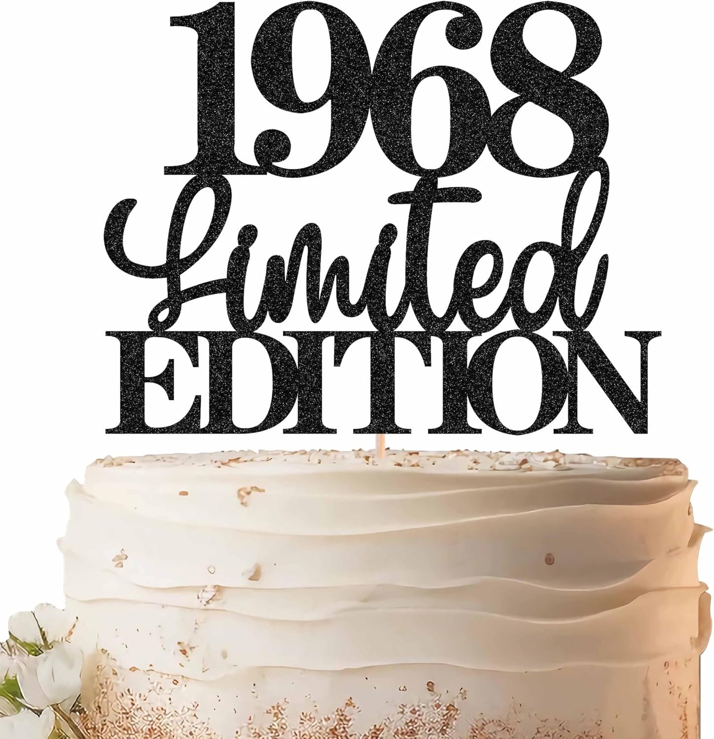 Limited EDITION 1968 Cake Topper - Black Glitter Happy 57th Birthday Party Cake Decoration Supplies, Cheer to 57 Years Cake Bunting Decor for 57th Birthday Party Photo Booth Props