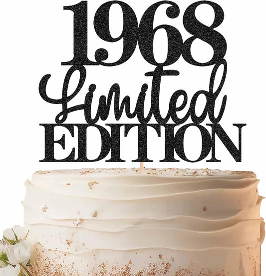 Limited EDITION 1968 Cake Topper - Black Glitter Happy 57th Birthday Party Cake Decoration Supplies, Cheer to 57 Years Cake Bunting Decor for 57th Birthday Party Photo Booth Props
