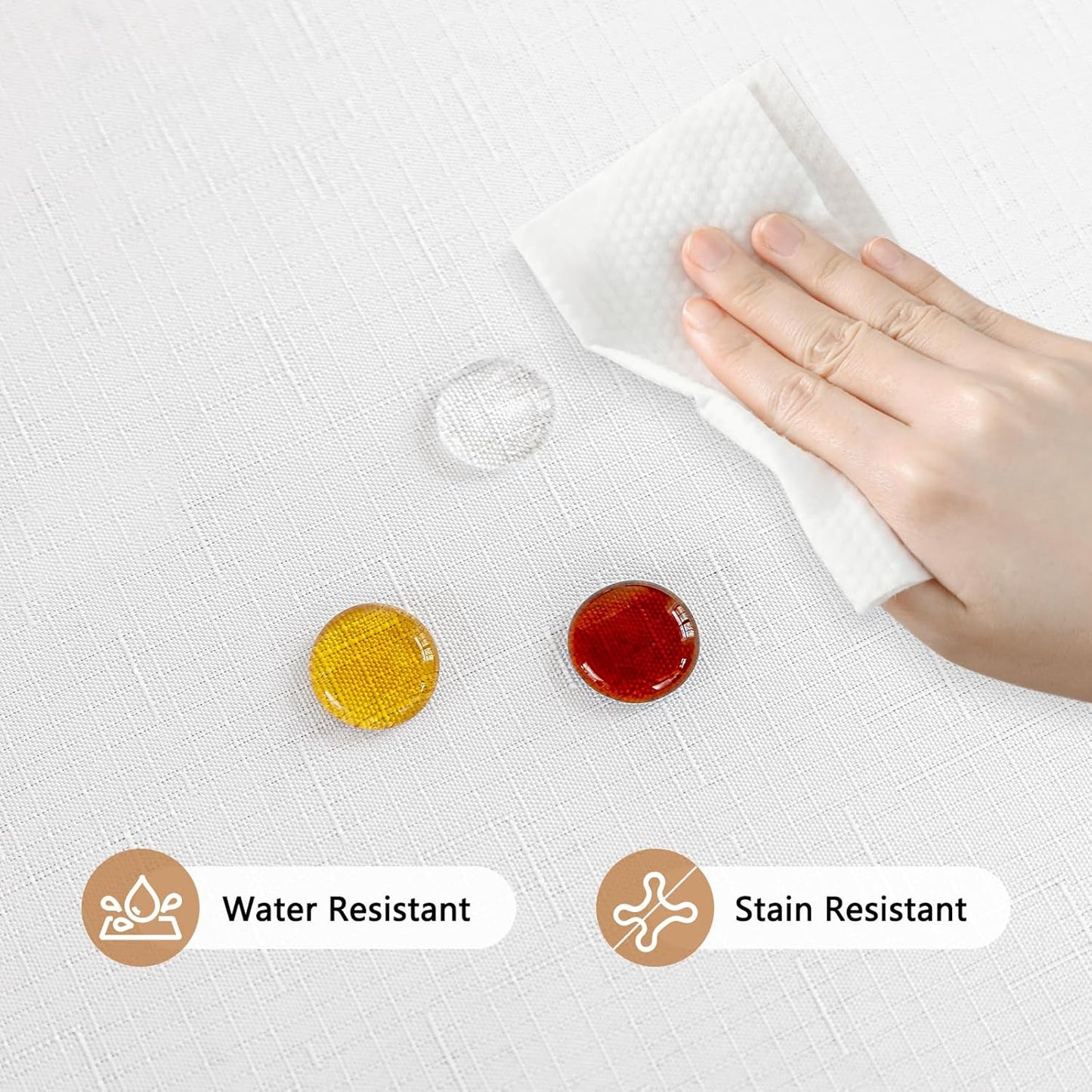 Fabric White Rectangle Table Cloth, Faux Linen Textured Spill Proof & Washable Rectangular Tablecloth, Reusable for Dinning Wedding Banquet, 52 x 70 Inch