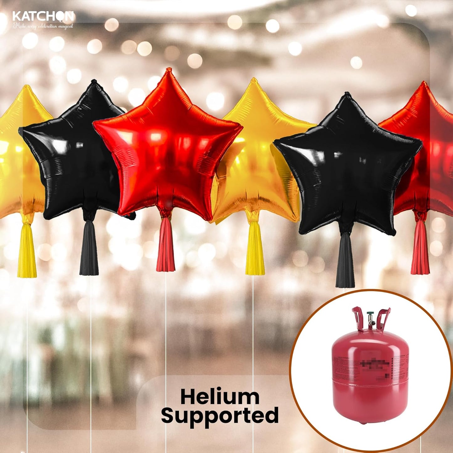KatchOn, Huge, Red Black and Gold Star Balloons - 18 Inch, Pack of 12 | Red, Black and Gold Party Decorations, Star Foil Balloons | Carnival Decorations, Birthday Party Decorations, Casino Night Decor