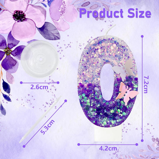 Birthday Candle for Cake，Butterfly Cake Toppers，Butterfly Birthday Decorations，Purple Birthday Candles，for Birthdays,Theme Parties, Celebration, Anniversary