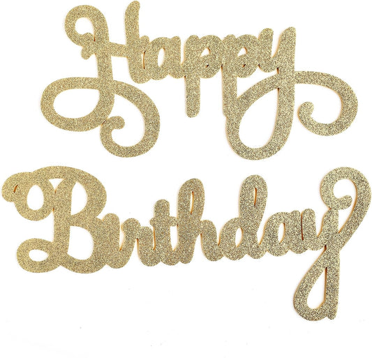 Champagne Gold Happy Birthday Sign for Arch Backdrop - Glitter Felt Happy Birthday Signs Large Letters for Balloon Banner Backdrop Wall Decorations for Party Banner for Women, Men, Kids