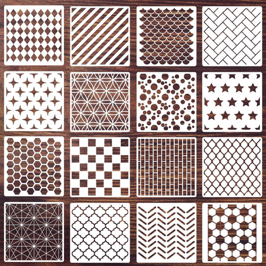 Geometric Stencils for Crafts Reusable Texture Stencils Layering Stencil for Painting on Wood Wall Scrapbooking Furniture Fabrics