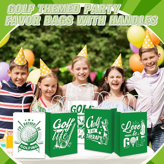 Resholder 30 Pcs Golf Party Favor Bags Sports Themed Party Decorations Golf Goodie Gift Bags with Handles Portable Candy Treat Pouch for Kids Boys Golfers Birthday Supplies