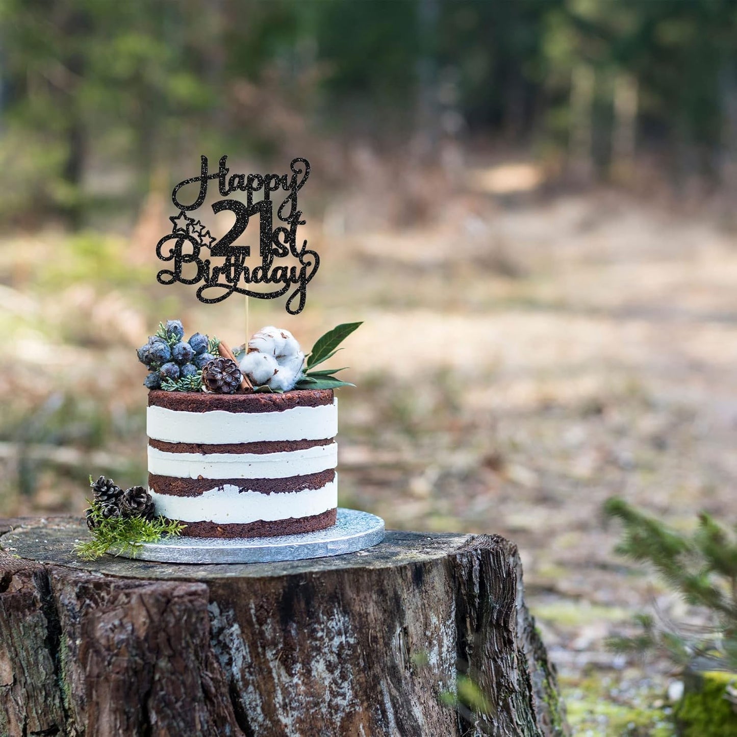 1 Pack Happy 21st Birthday Cake Topper Black Glitter 21 & Fabulous Cheers to 21 Years Old Birthday Cake Pick for Celebrating 21st Birthday Anniversary Party Cake Decorations Supplies