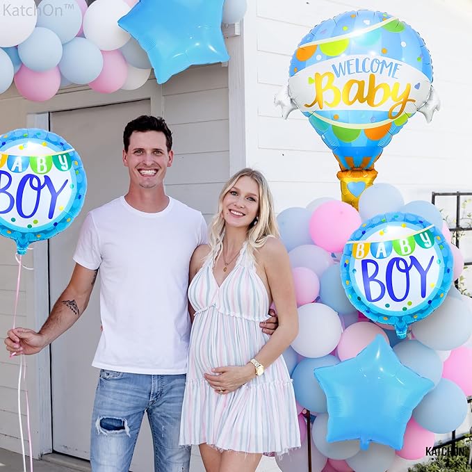 KatchOn, Welcome Baby Boy Balloons - 31 Inch, Pack of 5 Its A Boy Balloon Set | Balloons for Welcome Home Baby Boy Decorations | Baby shower decorations for boys
