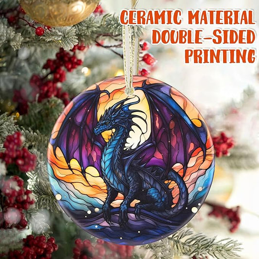 Christmas Ornaments, 3.5 Inch Ceramic Dragon Hanging Ornament, Christmas Tree Ornaments, Gifts for Son, Xmas Gifts, Unique Gift Idea, Perfect for Holiday Party, Tree, Window, Wall Decor