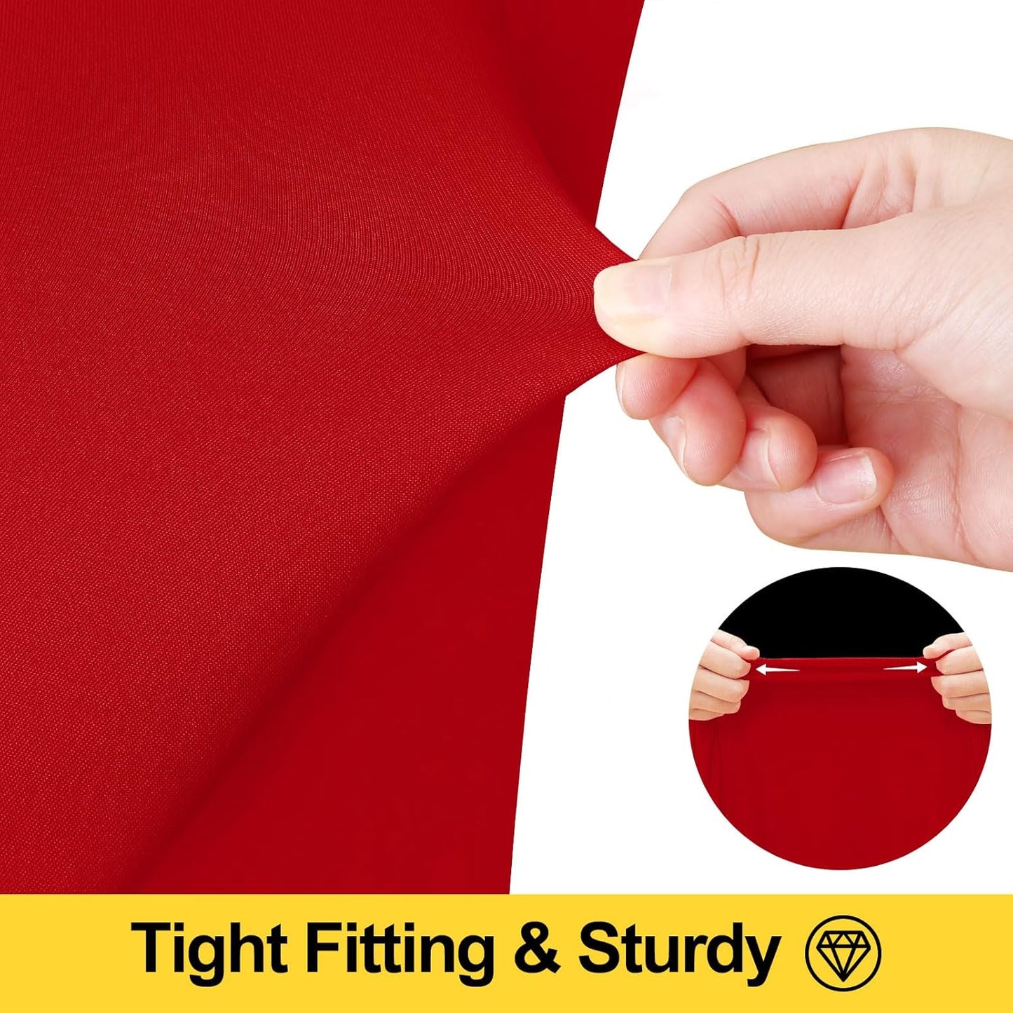 Smiry Spandex Tablecloth 2 Pack, Elastic Fitted Stretch Tablecloth for 6FT Rectangle Tables, Waterproof Washable Table Cover Skirt for Outdoor, Wedding, Banquet & Parties (Red, 72Lx30Wx30H Inch)
