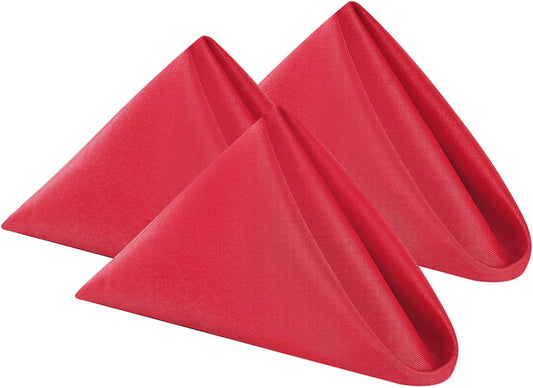 Cloth Napkins 17x17 inch Washable Polyester Dinner Napkins Soft Table Napkins for Wedding Party Dining Banquet(Red,50PCS)