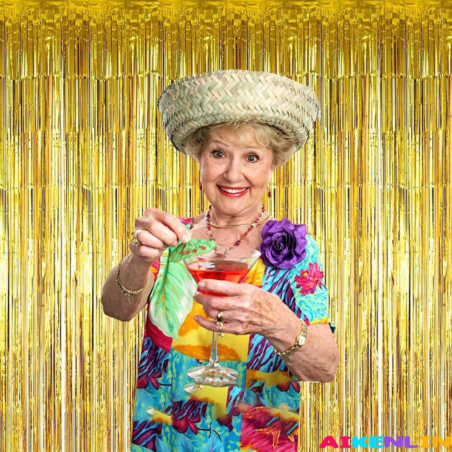 4 Pack 3.3Ft x 6.6Ft Gold Foil Fringe Curtain Backdrop, Metallic Tinsel Foil Fringe Streamers Curtains Background for Photo Booth, Birthday, Wedding, Halloween, Christmas Party Decoration