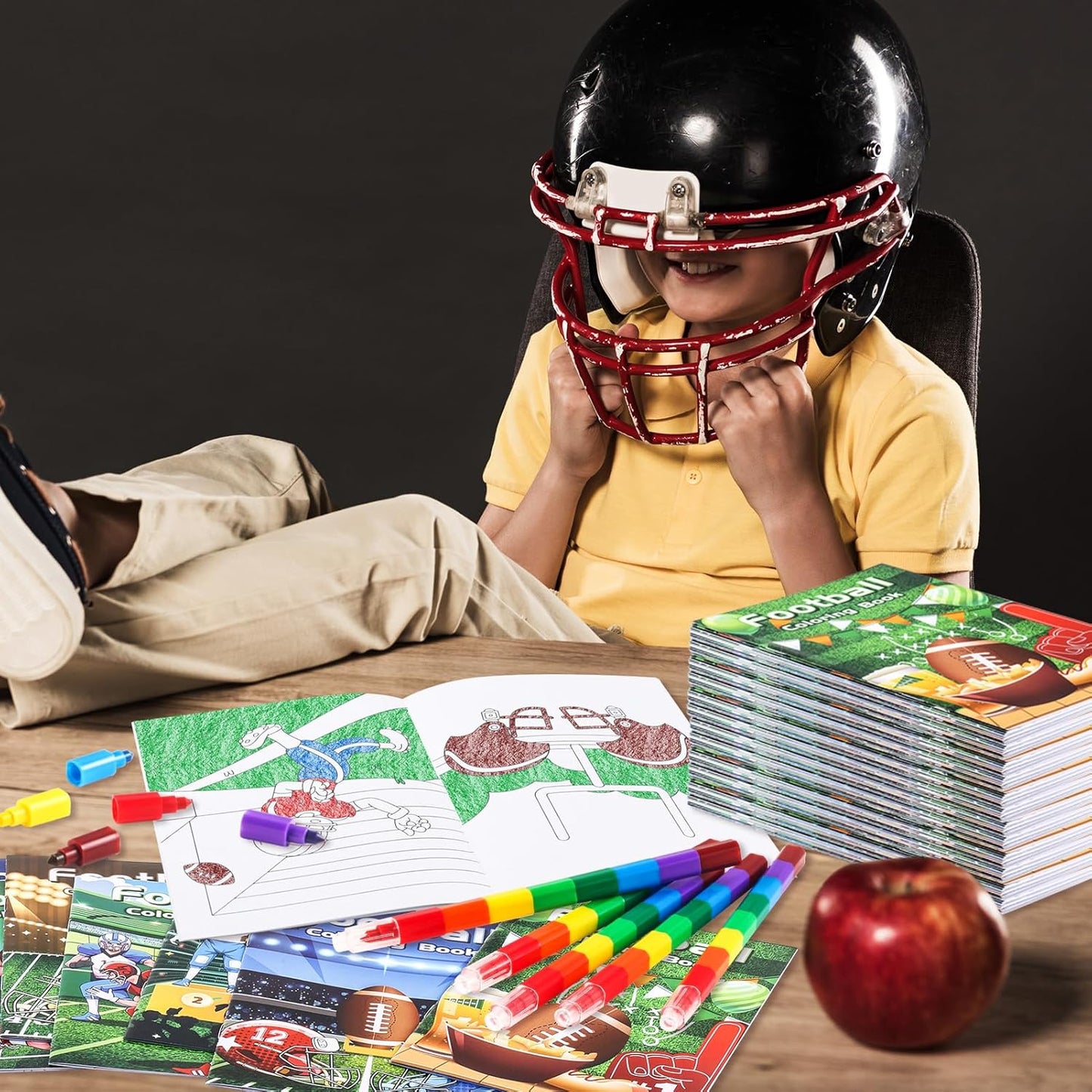 BenLouis 24 Pcs Football Mini Coloring Books Kids Football Theme Party Favors Small Activity Books Bulk for Kids Super Football Bowl Birthday Goodie Bags Stuffers Return Gifts Classroom Travel