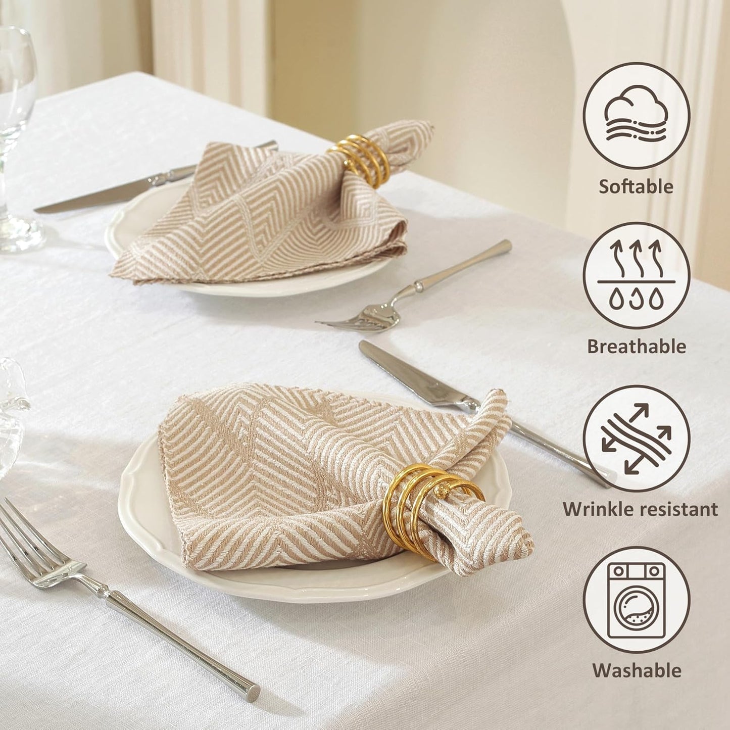 Cloth Napkins Set of 12 Reusable Bohemian,UWWGKK 17x17 Inch Napkins Cloth Washable for Dinner, Restaurant,Wedding,Hotel