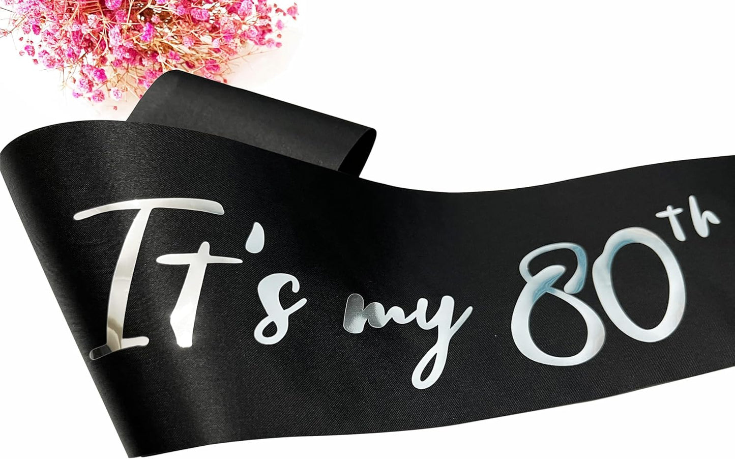 80th Birthday Sash, It's My 80th Birthday Sash Black Silver, 80 Birthday Decorations Gifts for Women Men Happy 80th Birthday Party Favor Supplies