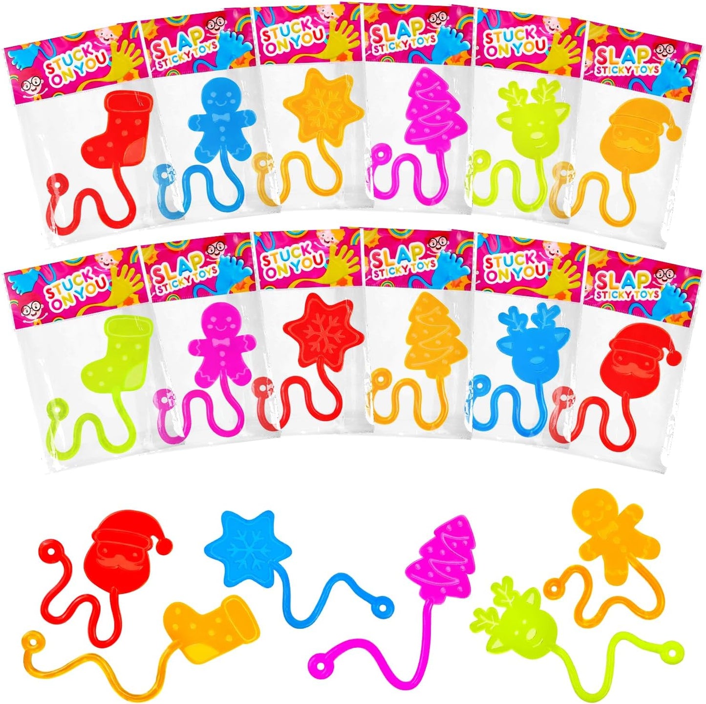 200 PCS Bulk Christmas Giveaways for Kids,Sticky Hands Toys Gifts for Toddlers,Christmas Party Favors Supplies Goody bag Stocking Stuffers for Boys Girls,School Classroom Daycare Prizes for Students