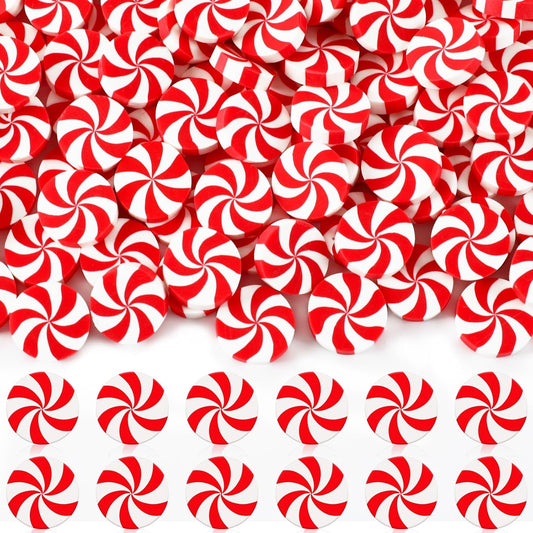 80pcs Mini Christmas Candy for Crafts, 20mm Fake Candy Decor Peppermint Ornaments Xmas Table Scatters Red and White Candy Vase Filler for Decorations Party Favors Supplies