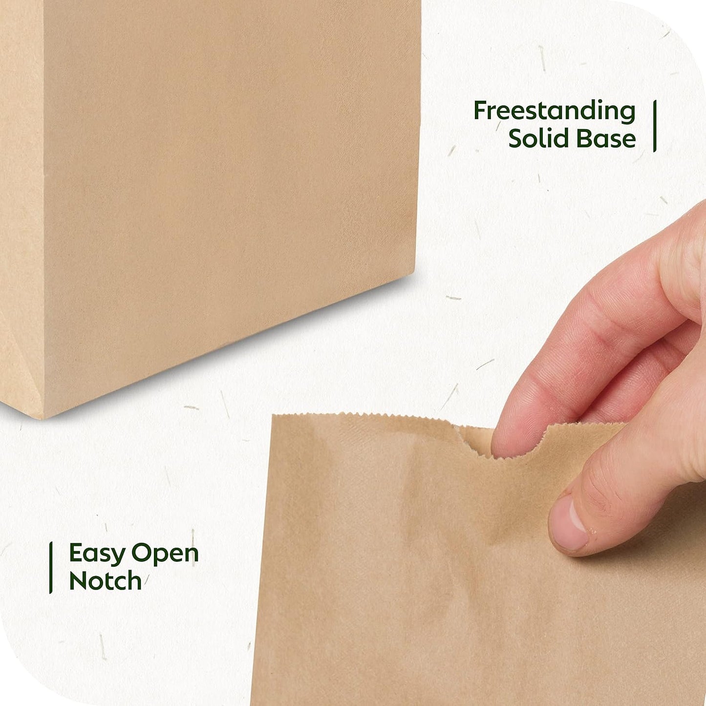 Culinware Kraft Paper Bags 8 Lb - Durable Brown Bags for Snack, Lunch, Sandwich, Pastries, Popcorn, Grocery and Party Favor - 6.1 x 4.25 x 12.3 In - 500 Count