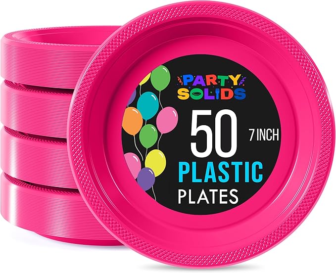 7" Cerise plastic plates (50)