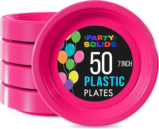 7" Cerise plastic plates (50)