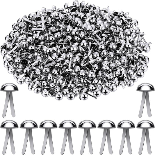 Hotop 500 Pcs Brads for Paper Crafts Metal Round Brass Paper Fasteners for Craft Art Crafting School DIY Supplies(0.24 x 0.47 Inch,Silver)