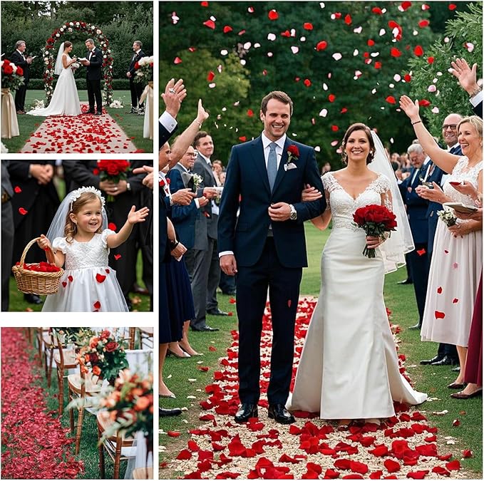 Eslibin 340 PCS Real Red Rose Petals, 3.17oz Dried Flower Confetti Petals for Wedding Flower Girl to Throw at Wedding Party, Romantic Night Bridal Shower Valentine's Day Decor