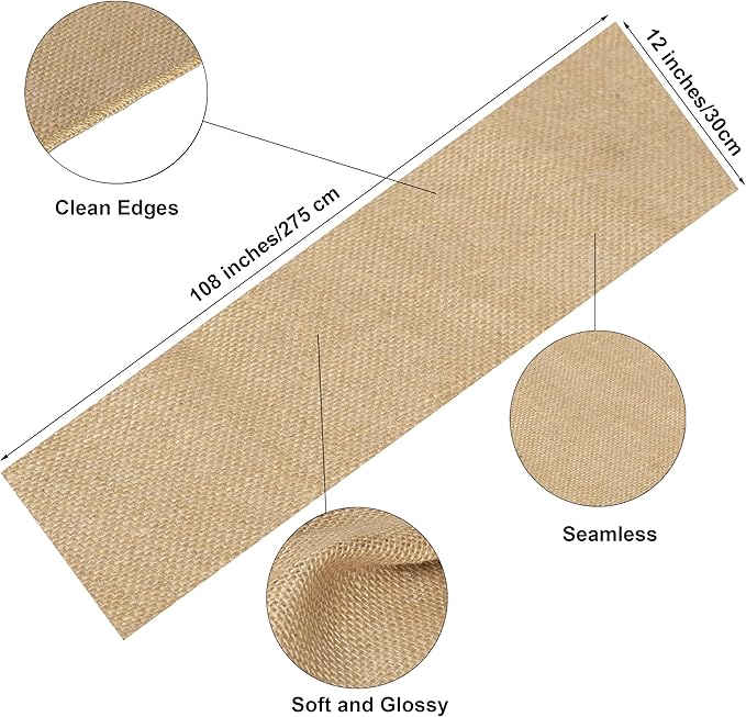 2 Pack Natural Burlap Table Runners (12 x 108 Inch) | Rustic Jute Table Runners for Wedding, Farmhouse, Thanksgiving, Coffee Table Decor Cover, Fall Décor & Parties