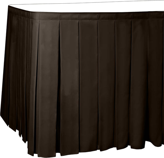 Ultimate Textile Pleat Polyester Fabric Table Skirt - Machine Washable, Flame Resistant, Cut & Sewn in NJ, Desk Skirt - Chocolate, 21' Box Pleat x 42" h