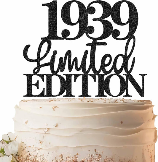 Limited EDITION 1939 Cake Topper - Black Glitter Happy 86th Birthday Party Cake Decoration Supplies, Cheer to 86 Years Cake Bunting Decor for 86th Birthday Party Photo Booth Props