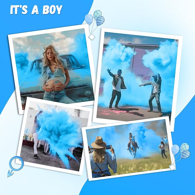 POPUPARTY 1 Pack Black-out Gender Reveal Powder- 5 lbs Blue Powder – Perfect for Baby Gender Reveal, Car Burnout, Color Toss, Photoshoots, Helicopters