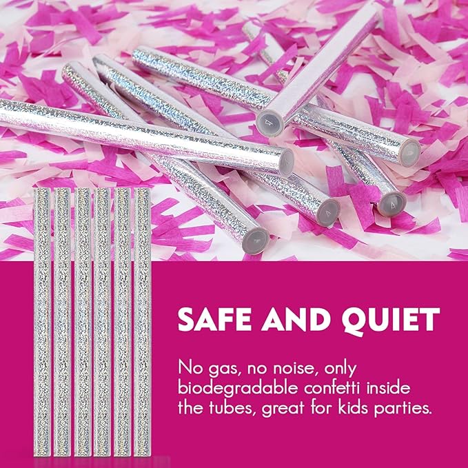 BATTIFE 6Pink+6Blue Gender Reveal Confetti Sticks, Confetti Shoot Poppers, Tissue Paper Flick Flutter Wands for Baby Born Girl of Boy Party, 14inch