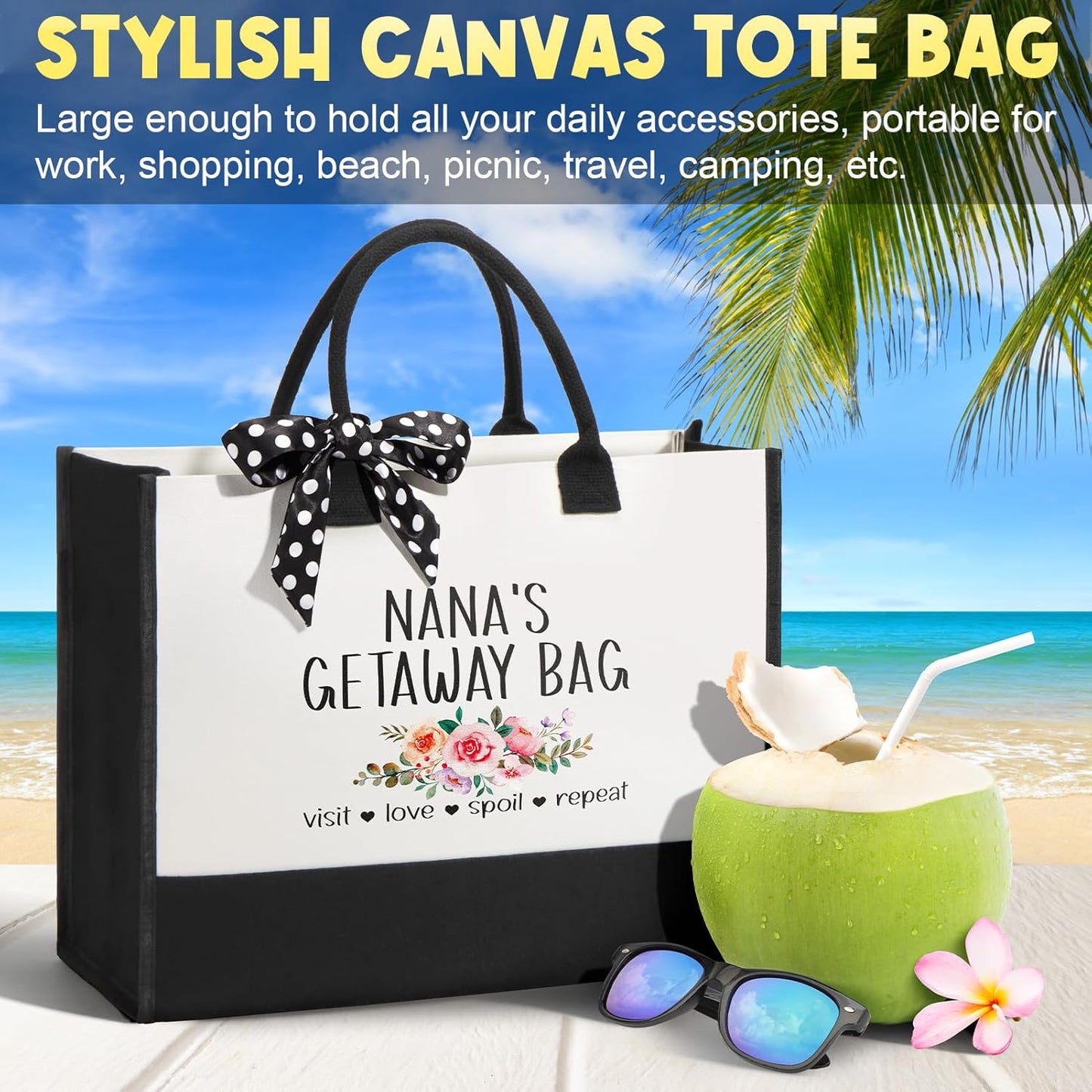 Best Grandma Gifts Nana Christmas Gifts for Grandma from Granddaughter Grandchildren Grandkids, Unique Grandmother Birthday Gift Nana Gift Basket for Gigi Grandmother New Granny with Canvas Tote Bag