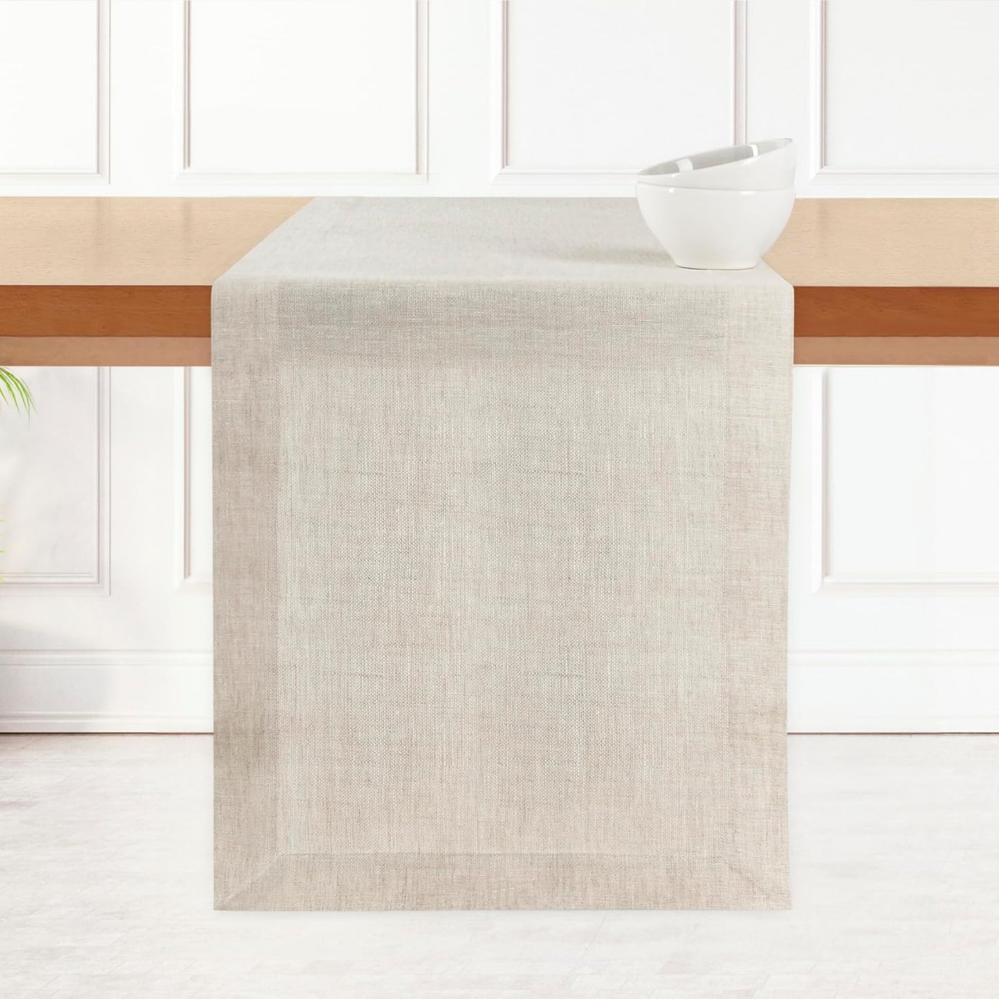 D'Moksha Homes Linen Light Natural Table Runner 72 Inches Long - 100% Pure Linen 14 x 72 Inch Table Runner for Dining, Fall, Autumn and Halloween - Machine Washable