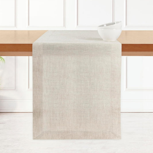 D'Moksha Homes Linen Light Natural Table Runner 72 Inches Long - 100% Pure Linen 14 x 72 Inch Table Runner for Dining, Fall, Autumn and Halloween - Machine Washable