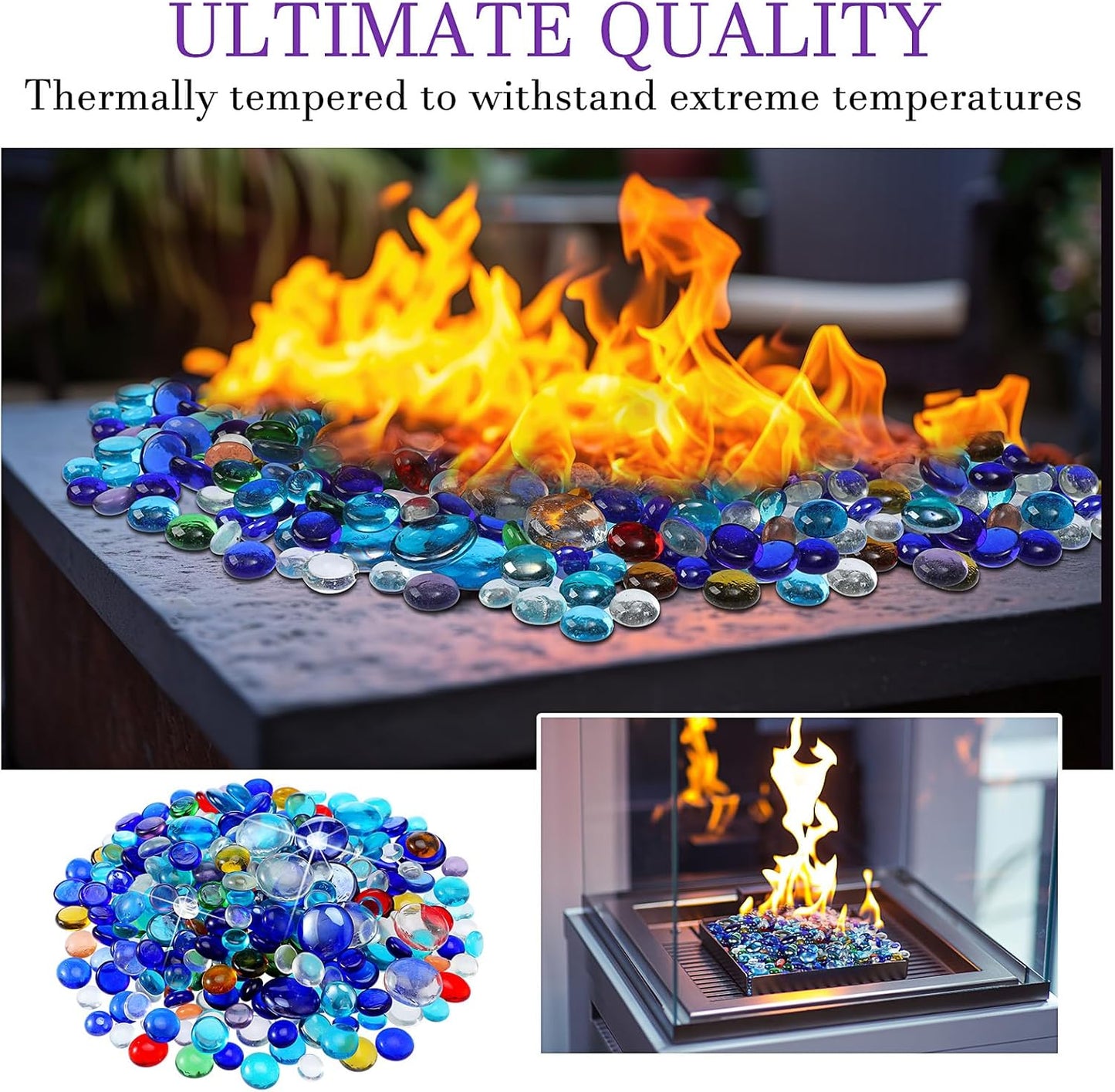 Honeydak 300 Pcs Flat Glass Marbles for Vases Glass Pebbles Floral Fish Tank Rocks for Vases Table Scatter Aquarium Decor (2.4LB) (Colorful)