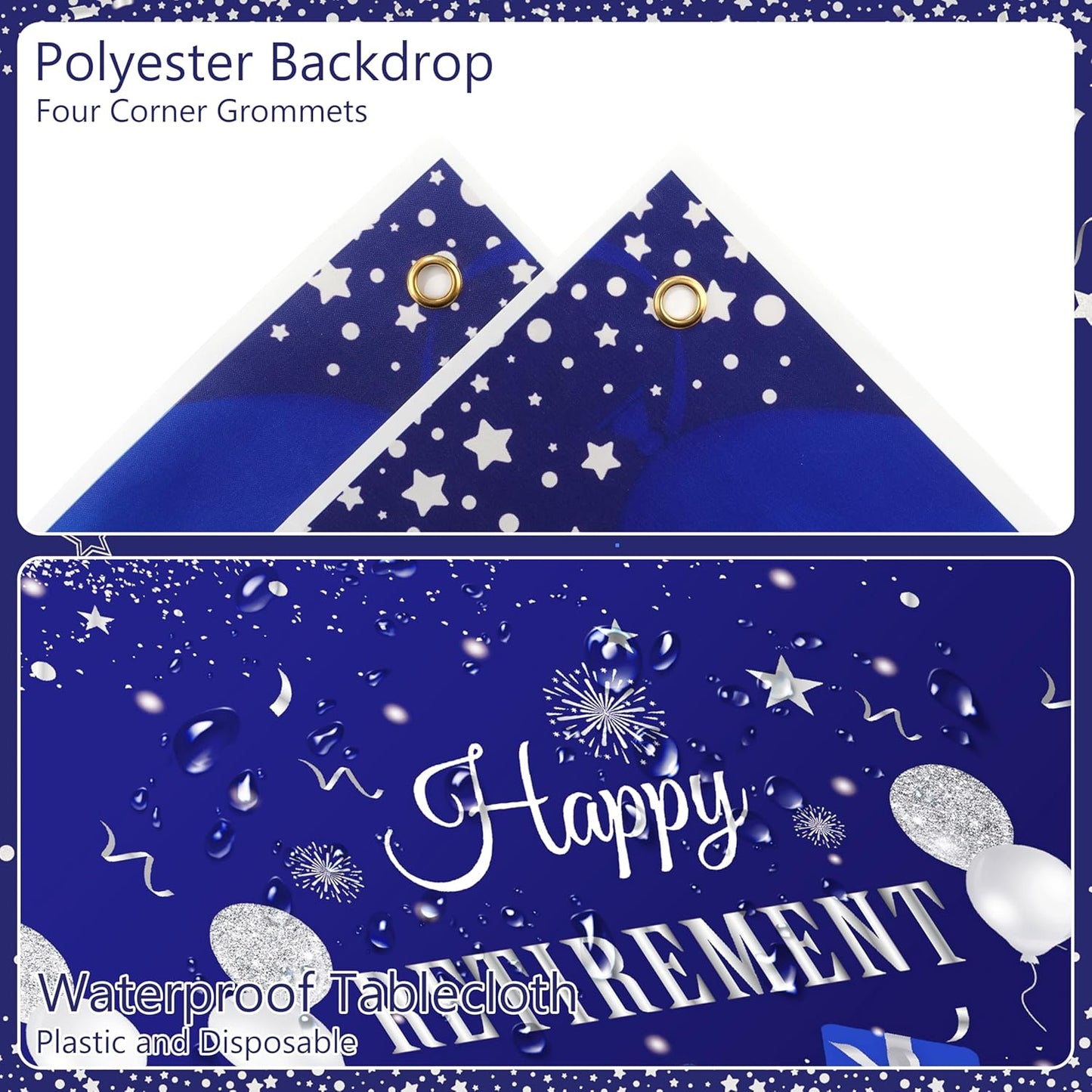 Retirement Party Decorations, 109Pcs Blue Silver Happy Retirement Decorations for Men Women, The Legend Has Retired Backdrop Sash Banner Tablecloth Pompoms Centerpiece Hanging Swirls Balloons