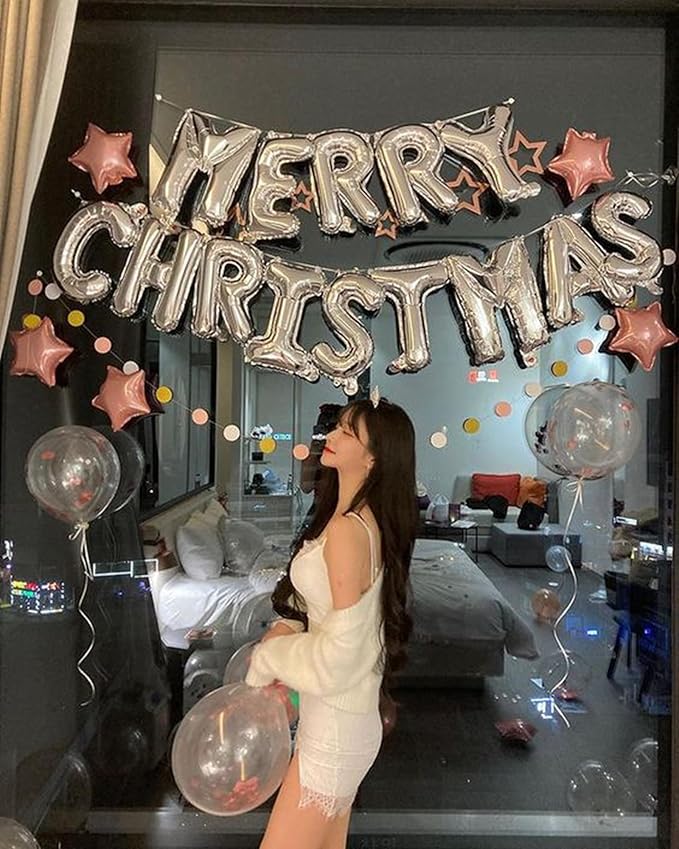 [52 PCS] 16" Foil Silver Letter Balloons 2 Sets of A-Z, Mylar Aluminum Hanging Alphabet for Graduation New Year eve Birthday Party Decorations