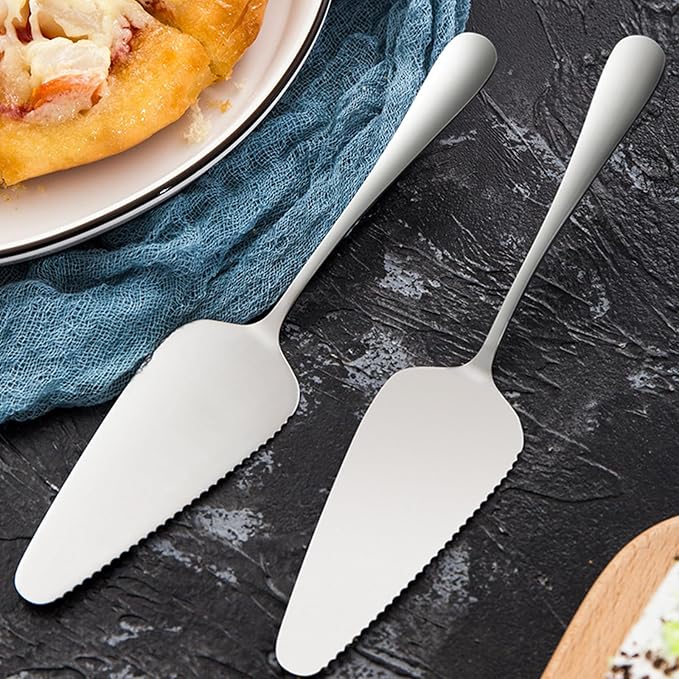 tiokin Cake Pie Servers Set,Stainless Steel Pizza Cake Slicer Server,Cake Cutter with Serrated Edges for Kitchens Restaurants Brithday Parties Set of 3