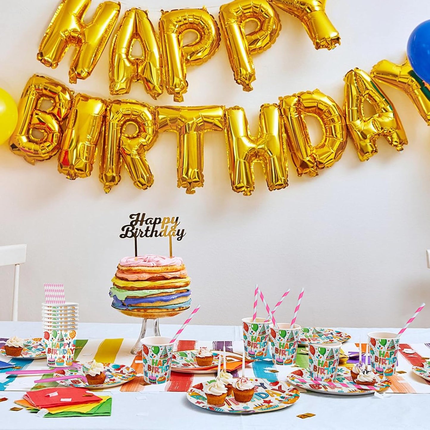 Birthday Plates and Napkins,20PCS Each For Plates, Tissues, Cups, Knives, Forks, And Spoons,Birthday Party Supplies,Special Design Adds a birthday Atmosphere