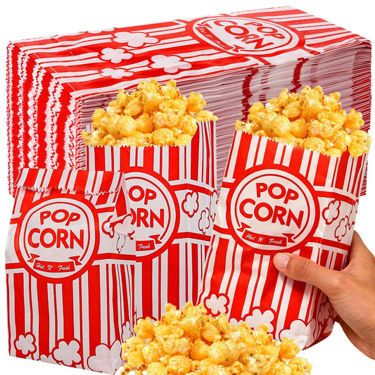 500 Pieces Paper Popcorn Bags - 1 oz Popcorn Bags Individual Servings for Party, Movie Night Supplies, Machine Small Mini Pop Corn Bag Container Bulk Holder Carnival