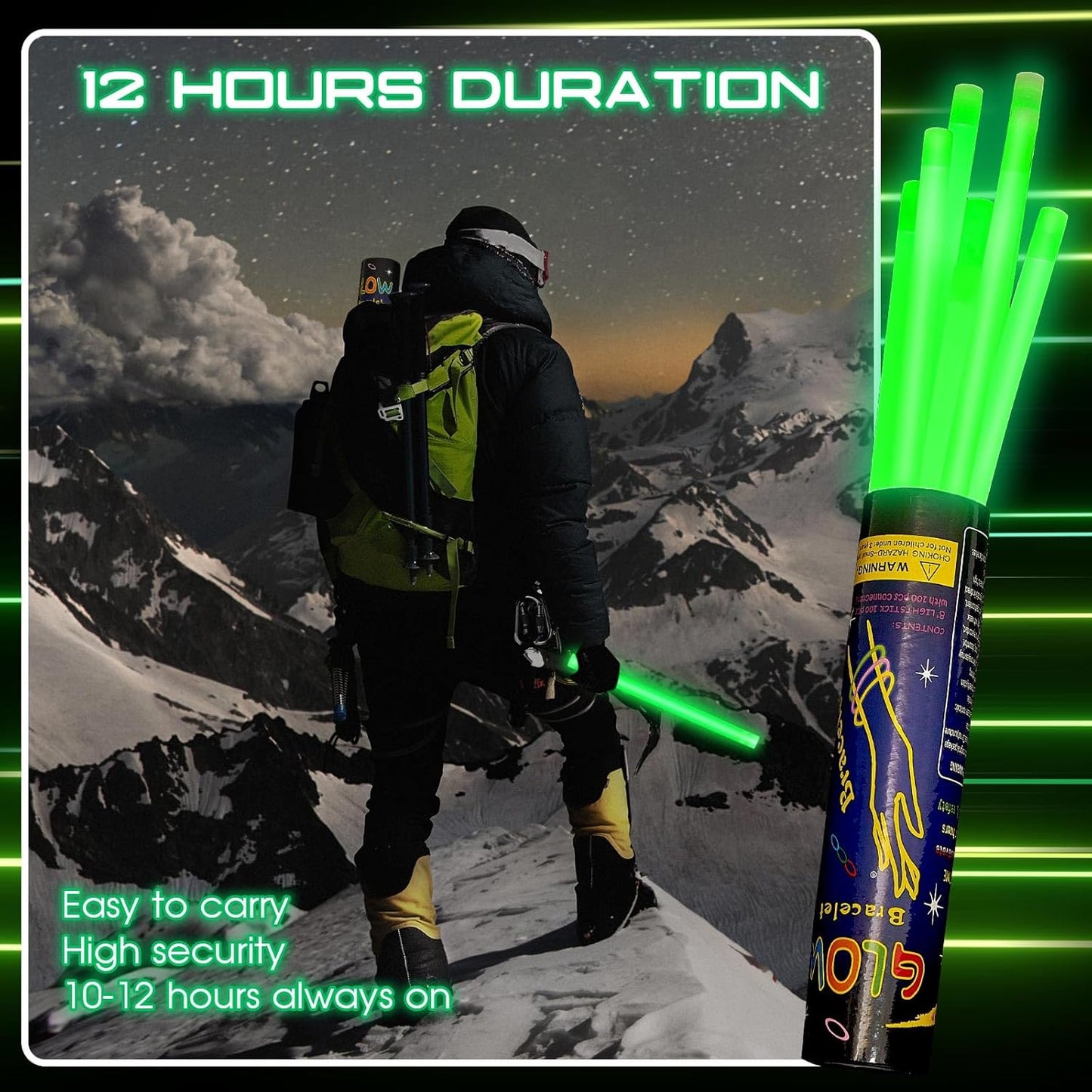 Lewtemi 10 Pcs Large Glow Sticks Big Giant Jumbo Halloween Christmas Emergency Light Stick for Camping Accessories, Survival Kit