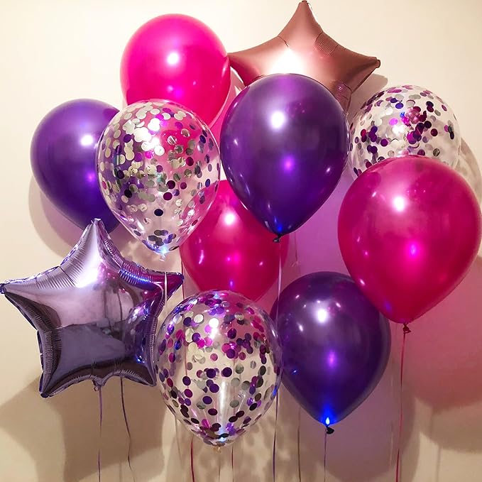 Mr. Pen- Metallic Balloons, 12 Inch, 54 Pack, Metallic Purple Balloons & Confetti for Birthday Party